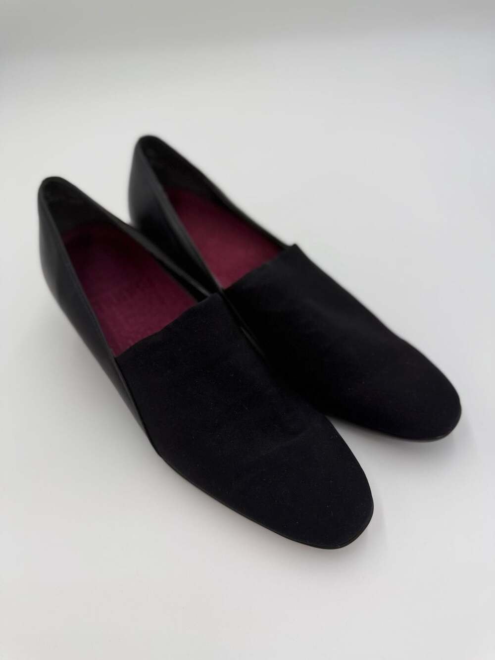 Munro Black Leather Suede Slip-On Low Heel Pumps Shoes Size 8.5 M